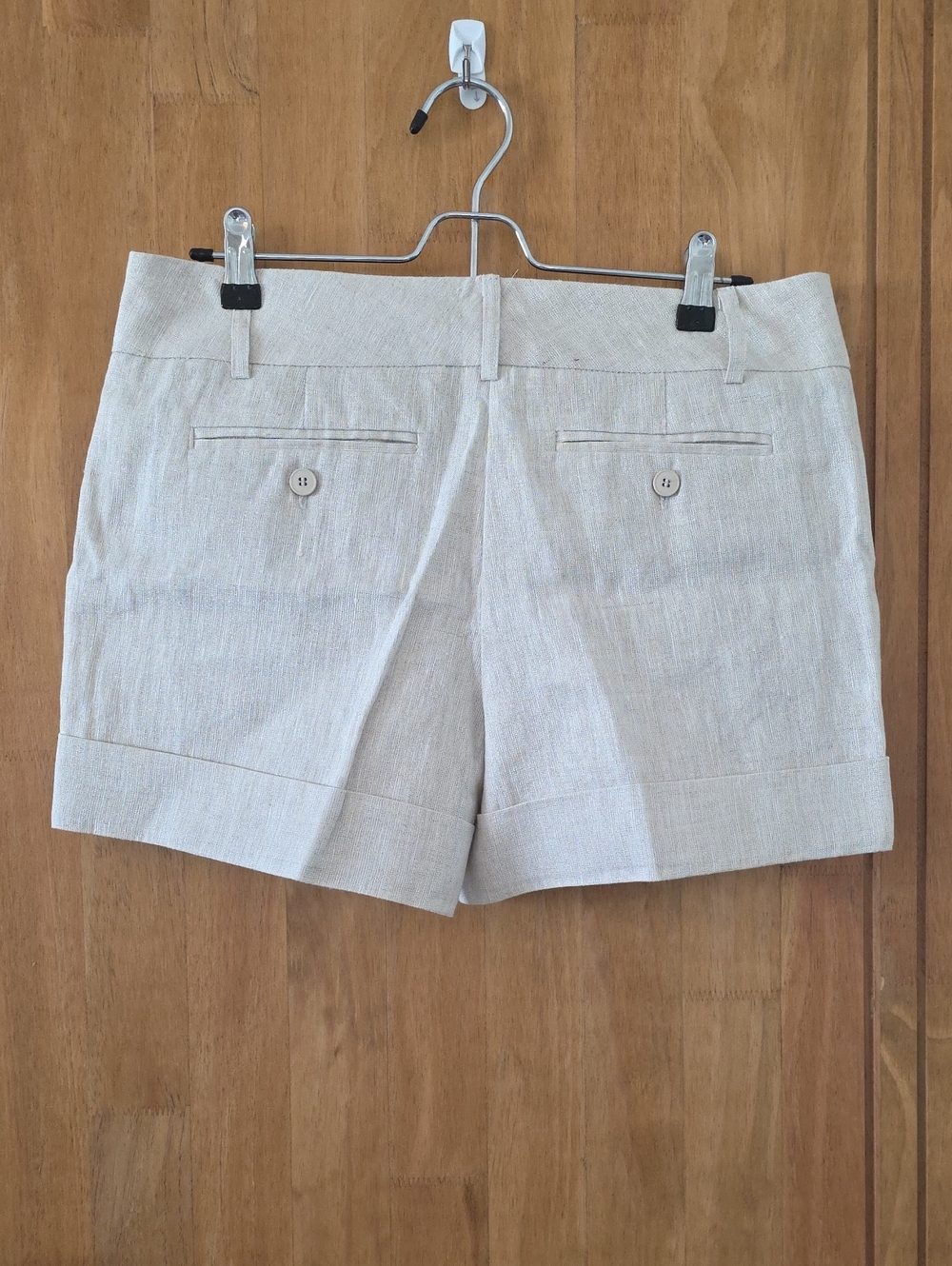 New York & Company Light Beige Tailored Linen-Blend Shorts